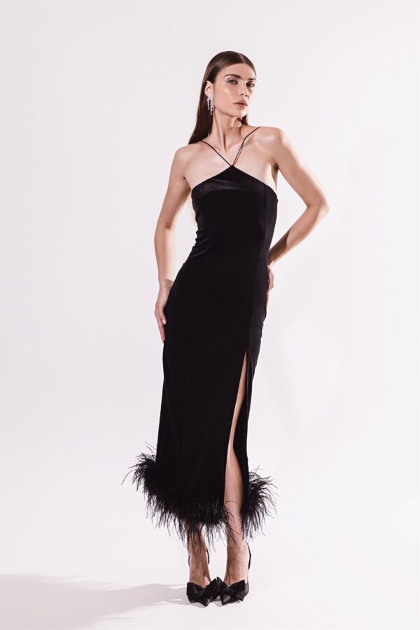 Sylvie Black Velvet Dress - Image 3